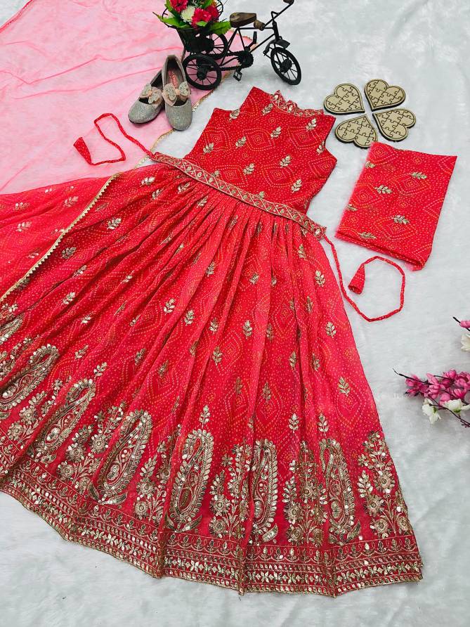 OC 159 Girls Wear Designer Gown With Dupatta Belt Kids Wholesale Market In Surat
